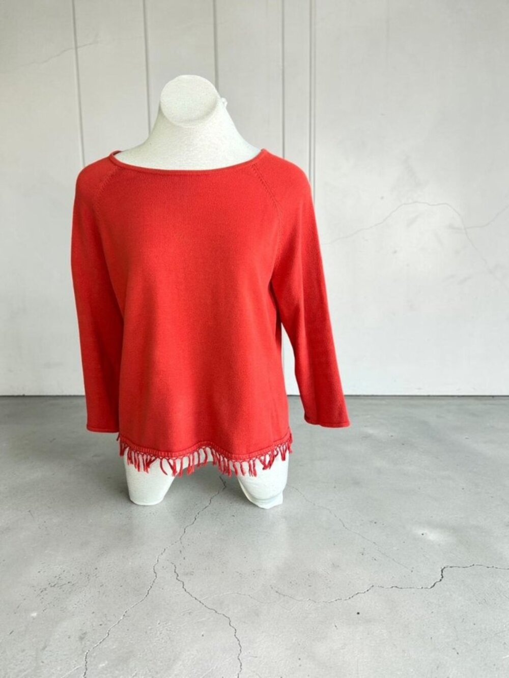 Classiques Entier Nordstrom Red Fringe Hem Red Sweater size XL
